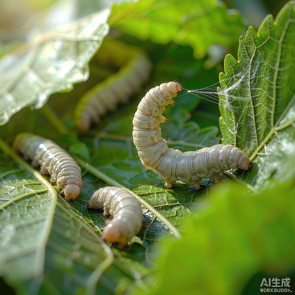 桑叶上的蚕宝宝